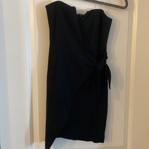 Strapless black cocktail dress